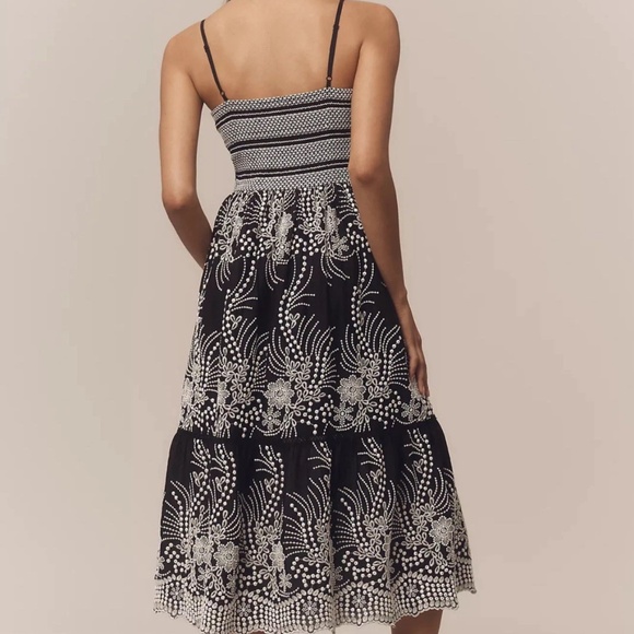 By Anthropologie Sleeveless Sweetheart Tiered Midi Dress SZ M - Picture 4 of 4